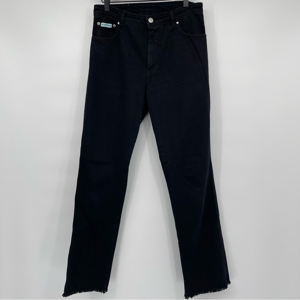 Alexa Chung Black Denim Jeans Raw Hem Straight Leg Size 27
100% cotton